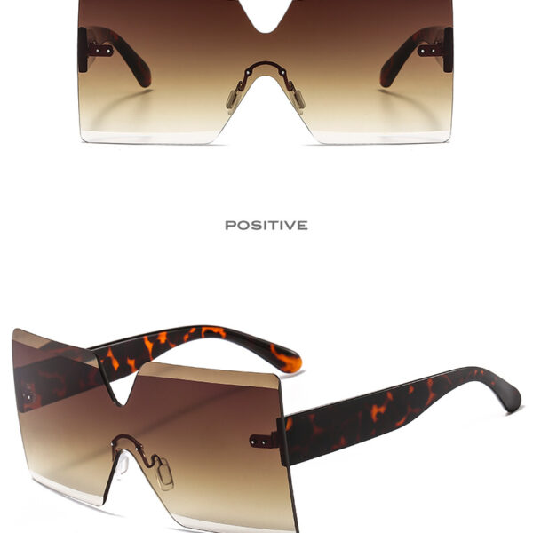 17910 2024 Color Party Eyewear One Piece Big Rimless Sun Glasses Women Luxury Oversized Sunglasses Irregular Shape Y2K