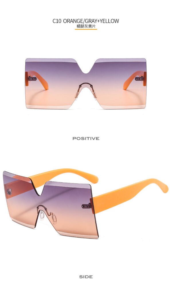 17910 2024 Color Party Eyewear One Piece Big Rimless Sun Glasses Women Luxury Oversized Sunglasses Irregular Shape Y2K