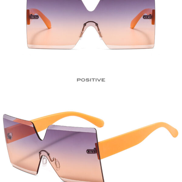 17910 2024 Color Party Eyewear One Piece Big Rimless Sun Glasses Women Luxury Oversized Sunglasses Irregular Shape Y2K