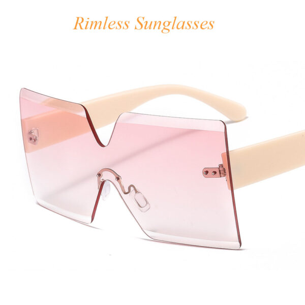 17910 2024 Color Party Eyewear One Piece Big Rimless Sun Glasses Women Luxury Oversized Sunglasses Irregular Shape Y2K