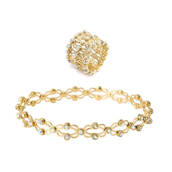 2 in 1 Magic Retractable Ring Bracelet Creative Stretchable Twist Folding Ring Crystal Rhinestone Bracelets Women Jewelry Gift