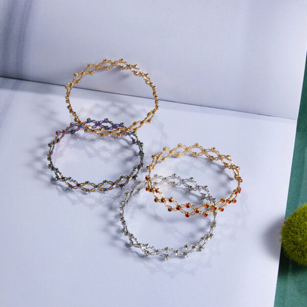 2 in 1 Magic Retractable Ring Bracelet Creative Stretchable Twist Folding Ring Crystal Rhinestone Bracelets Women Jewelry Gift