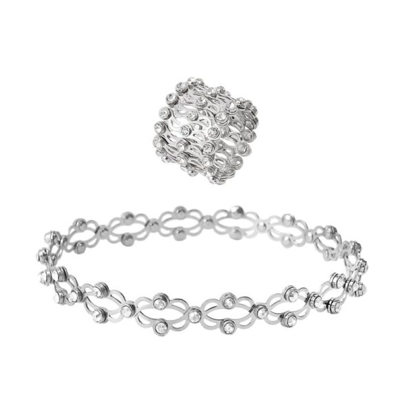 2 in 1 Magic Retractable Ring Bracelet Creative Stretchable Twist Folding Ring Crystal Rhinestone Bracelets Women Jewelry Gift