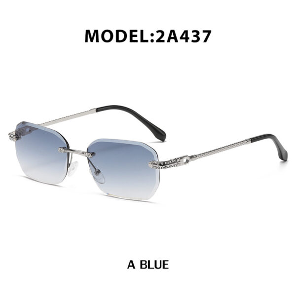 2022 Diamond Legs Cutting Small square Gradient Rimless Shades Sunglasses Women