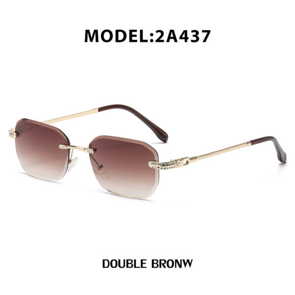 2022 Diamond Legs Cutting Small square Gradient Rimless Shades Sunglasses Women