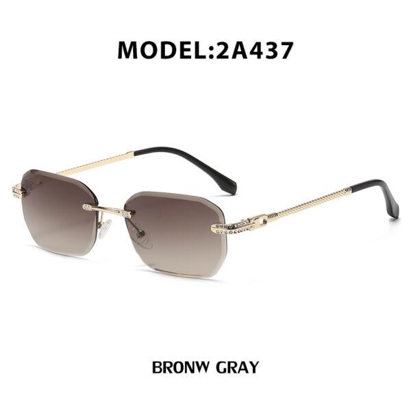 2022 Diamond Legs Cutting Small square Gradient Rimless Shades Sunglasses Women