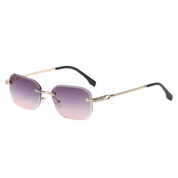 2022 Diamond Legs Cutting Small square Gradient Rimless Shades Sunglasses Women