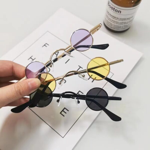 2024 Classic Men Women Retro Brand Designer Custom Logo Branded Promotion Sunglasses Small Metal Round Sunglasses