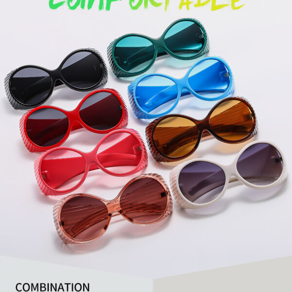 2024 New Arrivals Large Round Frame Vintage Designer Glasses Wide Arm Catwalk Women Sunglasses Retro Eyewear