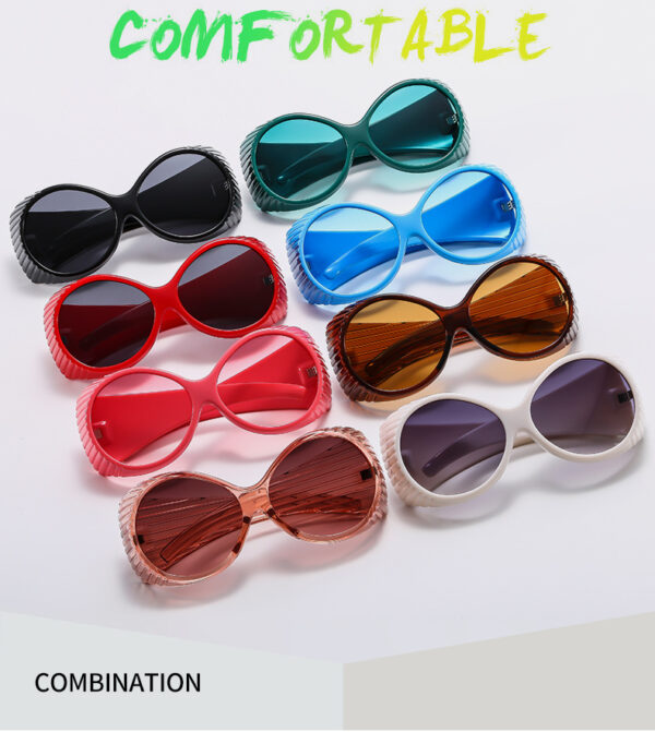 2024 New Arrivals Large Round Frame Vintage Designer Glasses Wide Arm Catwalk Women Sunglasses Retro Eyewear