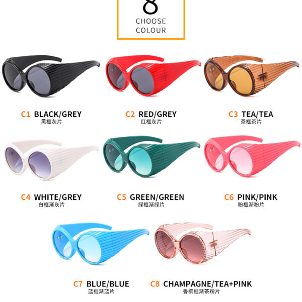 2024 New Arrivals Large Round Frame Vintage Designer Glasses Wide Arm Catwalk Women Sunglasses Retro Eyewear