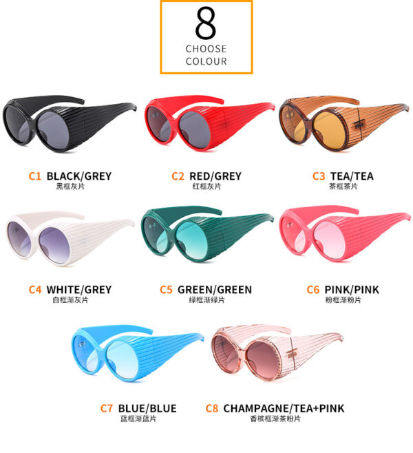 2024 New Arrivals Large Round Frame Vintage Designer Glasses Wide Arm Catwalk Women Sunglasses Retro Eyewear