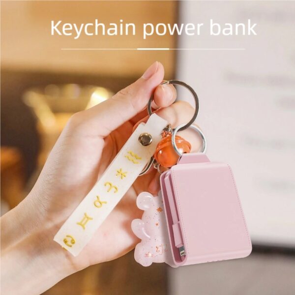 2025 Best Seller 2000mAh Portable Keychain Power Bank Built-in Cables Small Emergency Phone Charger Power Station Mini Powerbank