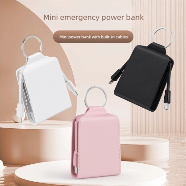 2025 Best Seller 2000mAh Portable Keychain Power Bank Built-in Cables Small Emergency Phone Charger Power Station Mini Powerbank