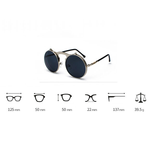 2025 Hot Sale Wholesale Price Metal Side Package Clamshell Trend Vintage Round Sunglasses Metal Round Flip up Sunglasses