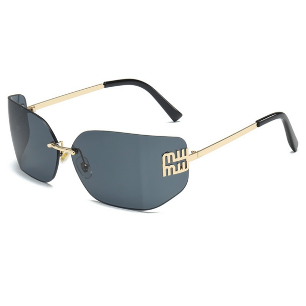 2025 Ins Style High Quality Gold Frameless Sunglasses Ultra-Light PC with Curved Lenses Carefully Designed