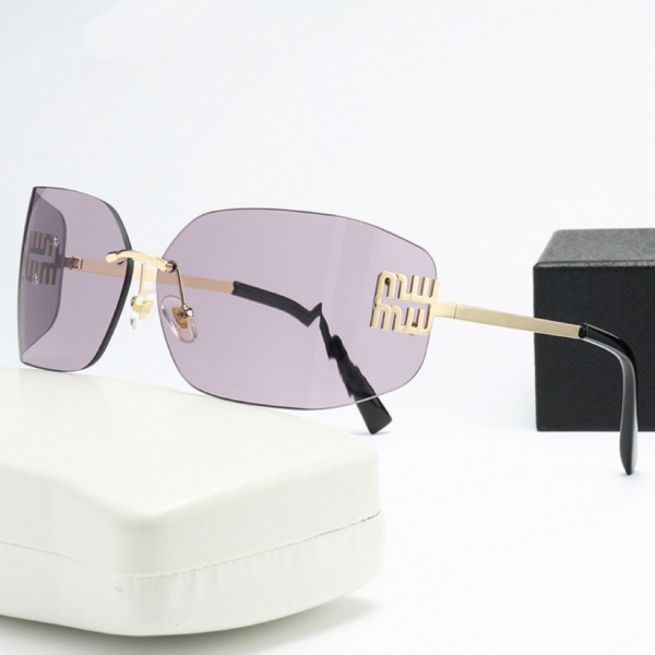 2025 Ins Style High Quality Gold Frameless Sunglasses Ultra-Light PC with Curved Lenses Carefully Designed