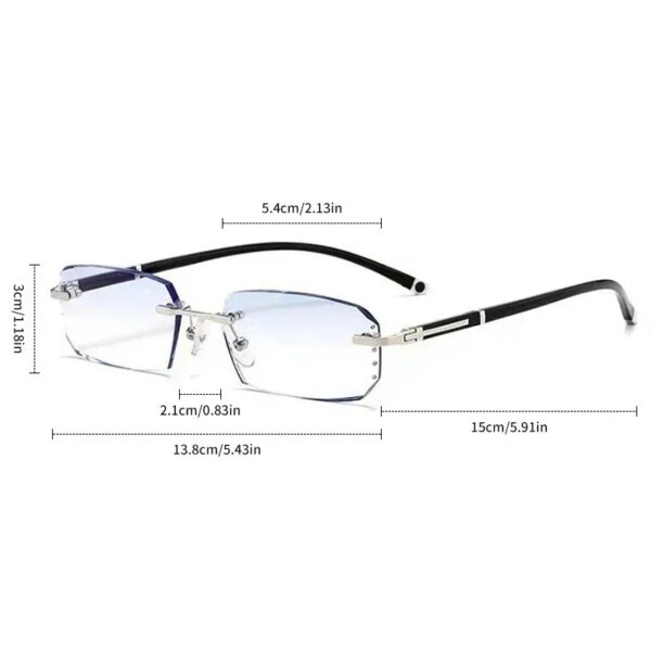 2025 Luxury Men Women Rimless Diamond Cutting Photochromic Reading Glasses Color Changing Presbyopia Eyeglasses