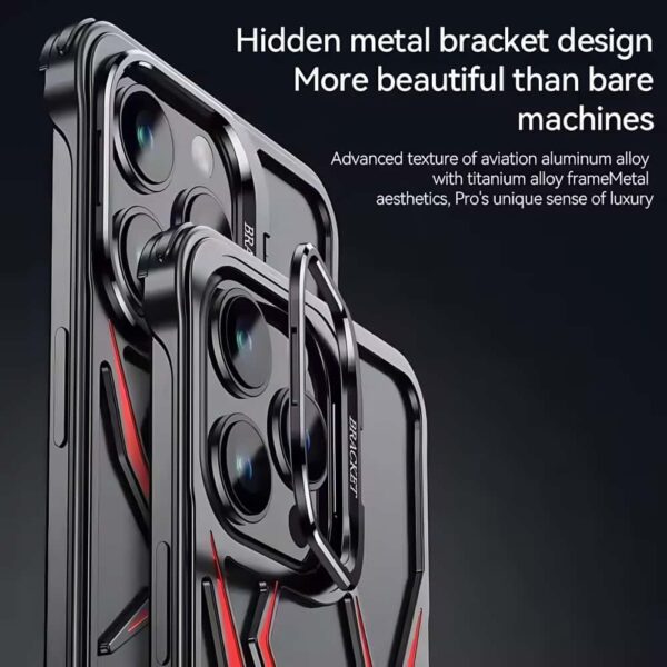 2025 New Product Armor Metal Phone Case for IPhone15 Pro Spider Element Lens Holder Borderless Hollow Cooling Unique Phone Cover