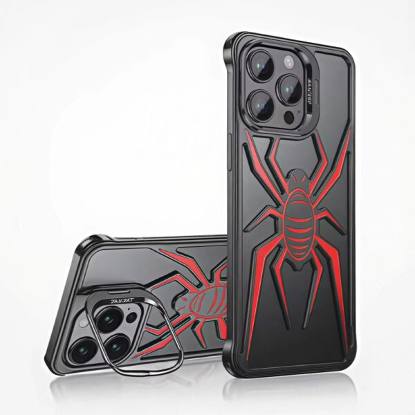 2025 New Product Armor Metal Phone Case for IPhone15 Pro Spider Element Lens Holder Borderless Hollow Cooling Unique Phone Cover