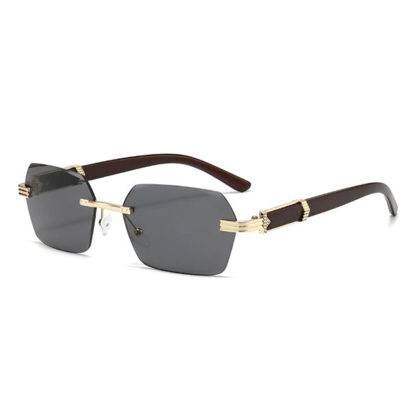 2025 Retro Vintage Sun Glasses Men Diamond Cut Rimless Wood Grain Temple Customizable DC Sunglasses Blue Black Gold Unisex