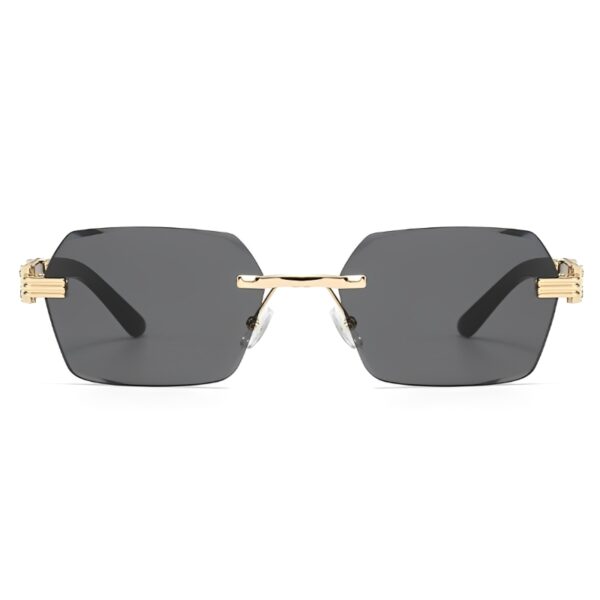 2025 Retro Vintage Sun Glasses Men Diamond Cut Rimless Wood Grain Temple Customizable DC Sunglasses Blue Black Gold Unisex