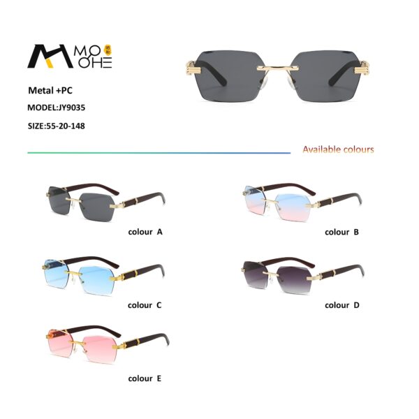 2025 Retro Vintage Sun Glasses Men Diamond Cut Rimless Wood Grain Temple Customizable DC Sunglasses Blue Black Gold Unisex
