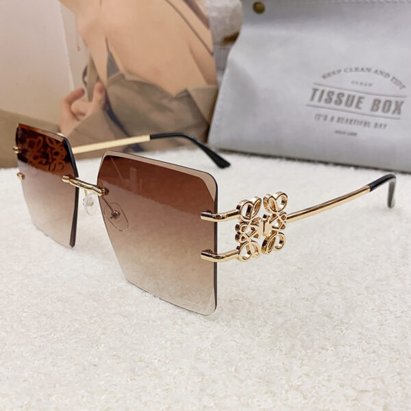 2025 Unisex Frameless Luxury Metal Sunglasses Gradient Lens Custom Logo Black Red Frames UV400 Optical Fashionable Sun Glasses