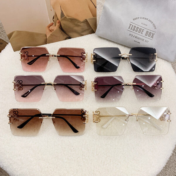 2025 Unisex Frameless Luxury Metal Sunglasses Gradient Lens Custom Logo Black Red Frames UV400 Optical Fashionable Sun Glasses