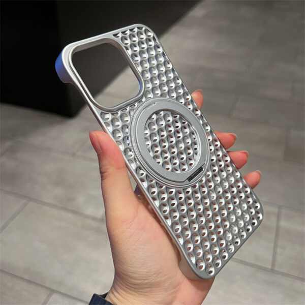Anti Heat Metal Magnetic Rotating Folding Stand Mobile Phone Cover Breathing Phone Case Borderless Casing for iPhone 16 Promax