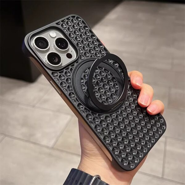 Anti Heat Metal Magnetic Rotating Folding Stand Mobile Phone Cover Breathing Phone Case Borderless Casing for iPhone 16 Promax
