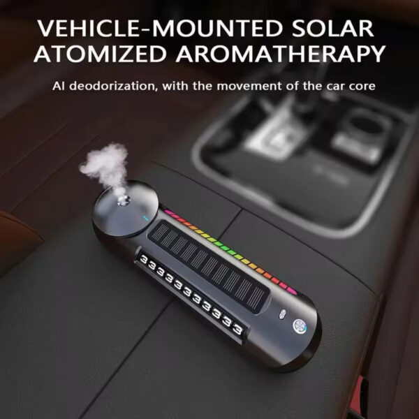 Car Solar Air Freshener Multifunction RGB Car Perfume USB Rechargeable Automotive Smell Car Phone Number Parking Plate