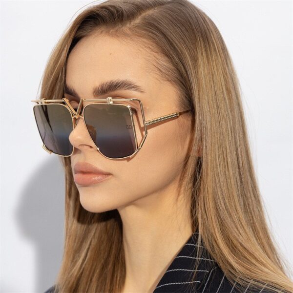 Custom Logo 2025 Fashion Luxury Metal Hollow Pilot Sun Glasses UV400 Alloy Big Frame Square Sunglasses for Men Women