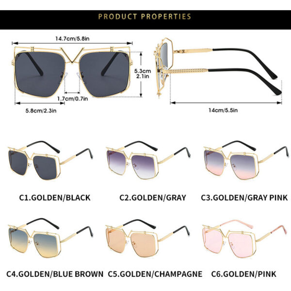 Custom Logo 2025 Fashion Luxury Metal Hollow Pilot Sun Glasses UV400 Alloy Big Frame Square Sunglasses for Men Women