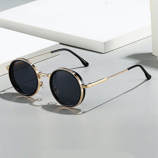 Custom Logo 2025 Fashion Men Women Alloy Legs Punk Sun Glasses UV400 Metal Round Sunglasses
