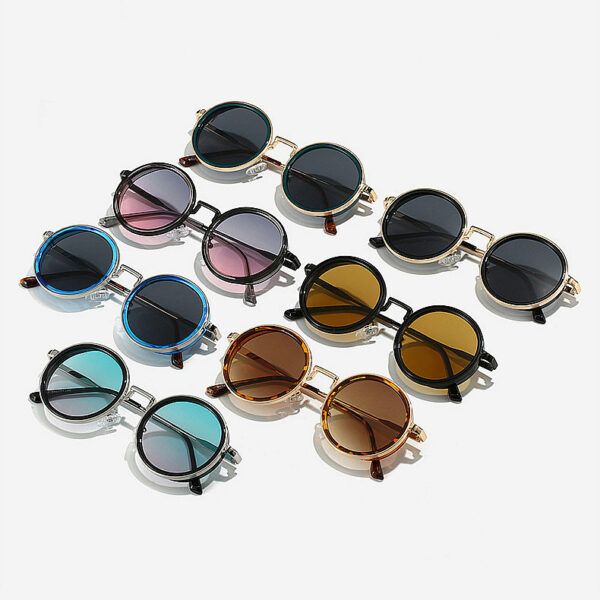 Custom Logo 2025 Fashion Men Women Alloy Legs Punk Sun Glasses UV400 Metal Round Sunglasses