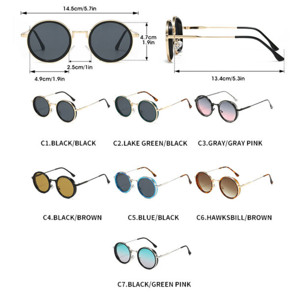 Custom Logo 2025 Fashion Men Women Alloy Legs Punk Sun Glasses UV400 Metal Round Sunglasses