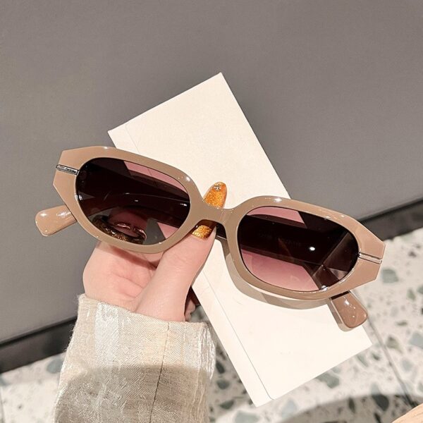 Custom Logo 2025 Retro Men Rivets Polygon Sun Glasses UV400 Small Frame Cat Eye Sunglasses for Women