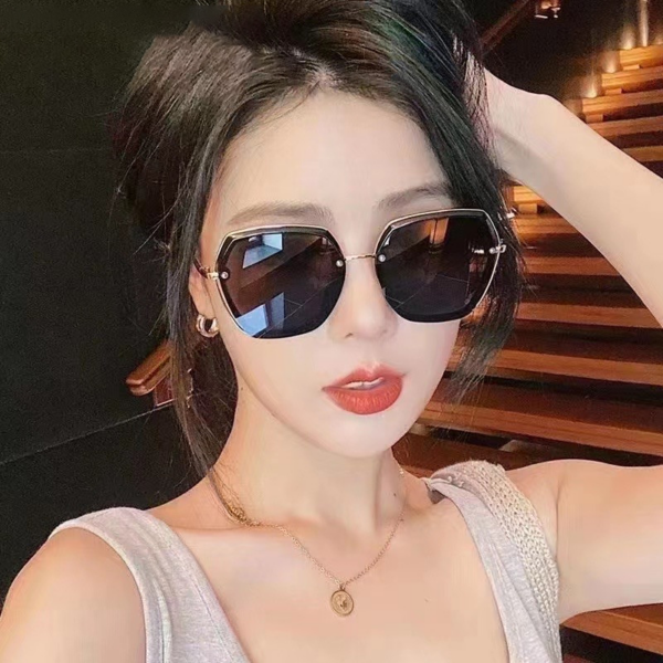 Customizable Oversized Fashion Sun Glasses for Women Brown Gold Metal UV400 Polarized Lenses Customizable Transparent Red Blue