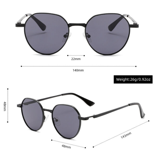 Designer Round Small Irregular Thick Frames Shades Sun Glasses Blue/Gold Metal Polar Lens Unisex Round Metal Frame Sun Glasses