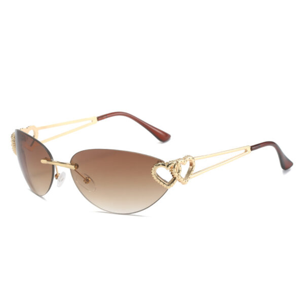 DL GLASSES 2024 Design Personality Double Heart Sun Glasses Frameless Metal Love Rimless Y2K One Piece Sunglasses