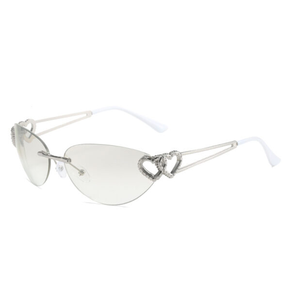 DL GLASSES 2024 Design Personality Double Heart Sun Glasses Frameless Metal Love Rimless Y2K One Piece Sunglasses