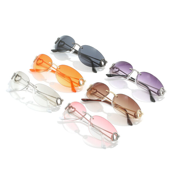 DL GLASSES 2024 Design Personality Double Heart Sun Glasses Frameless Metal Love Rimless Y2K One Piece Sunglasses