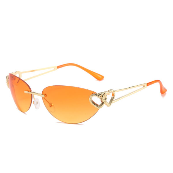 DL GLASSES 2024 Design Personality Double Heart Sun Glasses Frameless Metal Love Rimless Y2K One Piece Sunglasses