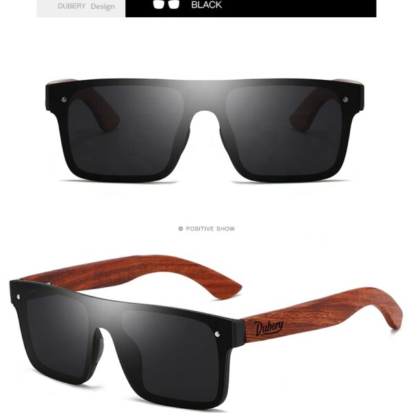 DUBERY Factory Custom Wholesale Polarized Mens Sunglasses square Wooden Sunglasses 2025 Uv400 Fashion Shades Sunglasses D219
