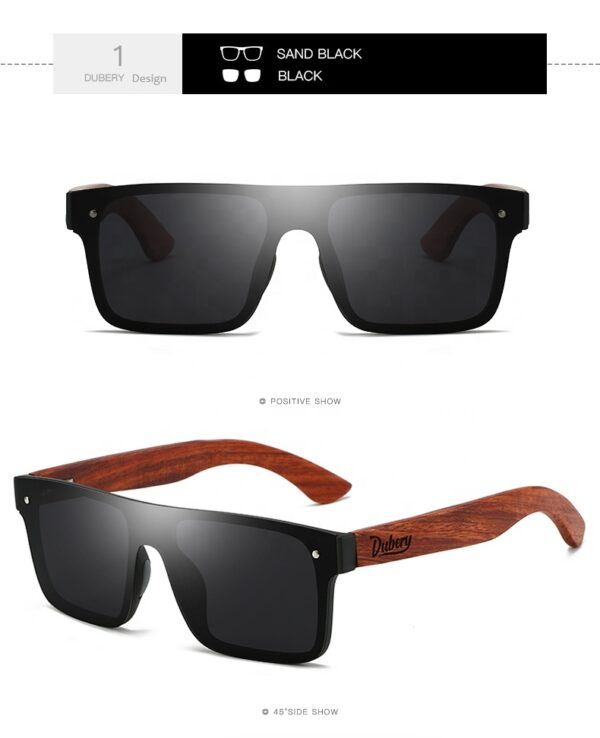 DUBERY Factory Custom Wholesale Polarized Mens Sunglasses square Wooden Sunglasses 2025 Uv400 Fashion Shades Sunglasses D219
