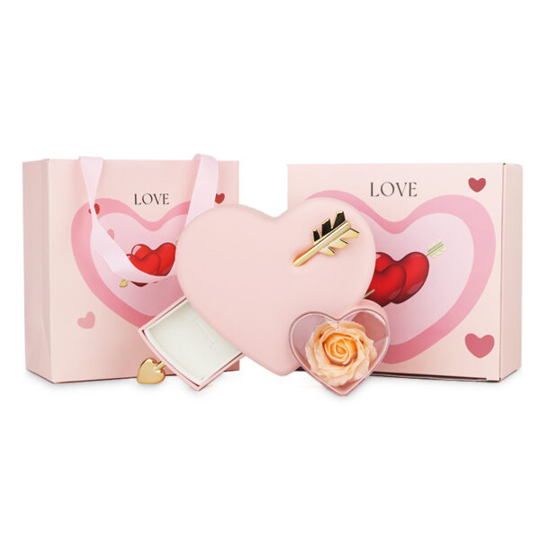 Elegant Heart-Shaped Acrylic Jewelry Box Wholesale Pink Roses Flower Box with Lids for Jewelry Packaging