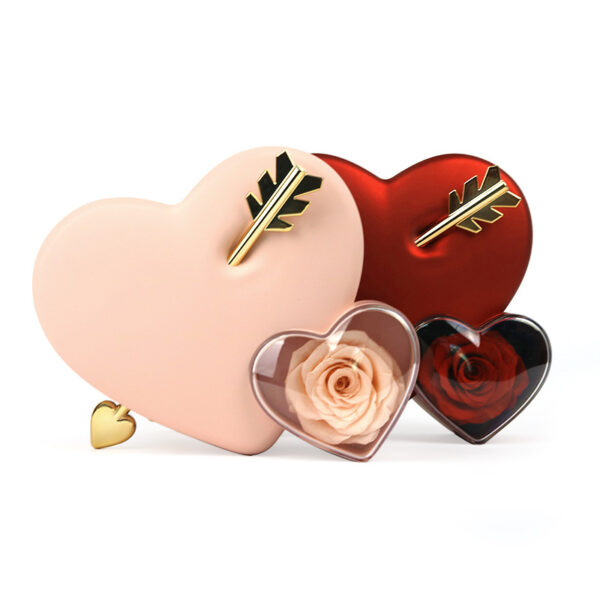 Elegant Heart-Shaped Acrylic Jewelry Box Wholesale Pink Roses Flower Box with Lids for Jewelry Packaging