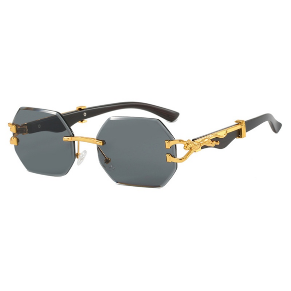 European American Cut Edge Leopard Head Rimless Polygon Irregular Sunglasses Unisex PC Ins Internet Celebrity Street Snap