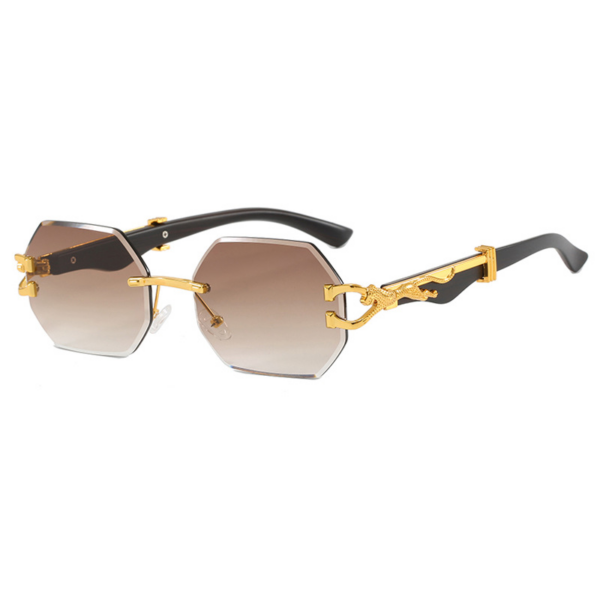 European American Cut Edge Leopard Head Rimless Polygon Irregular Sunglasses Unisex PC Ins Internet Celebrity Street Snap